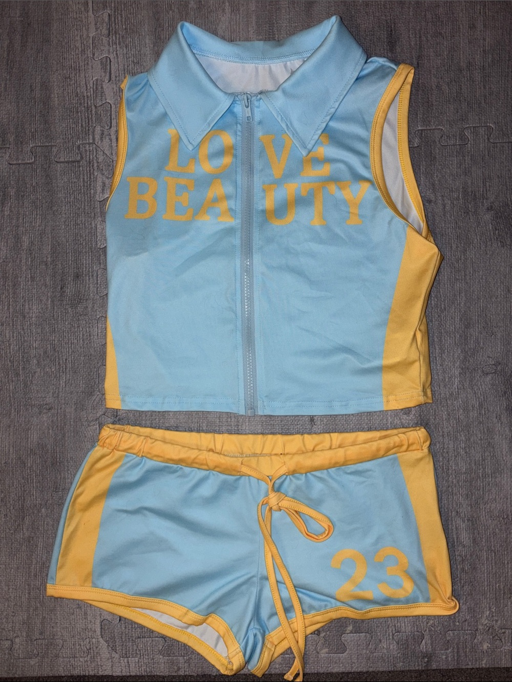 Women’s Light Blue & Yellow Two-Piece One-Piece Set - Love Beauty